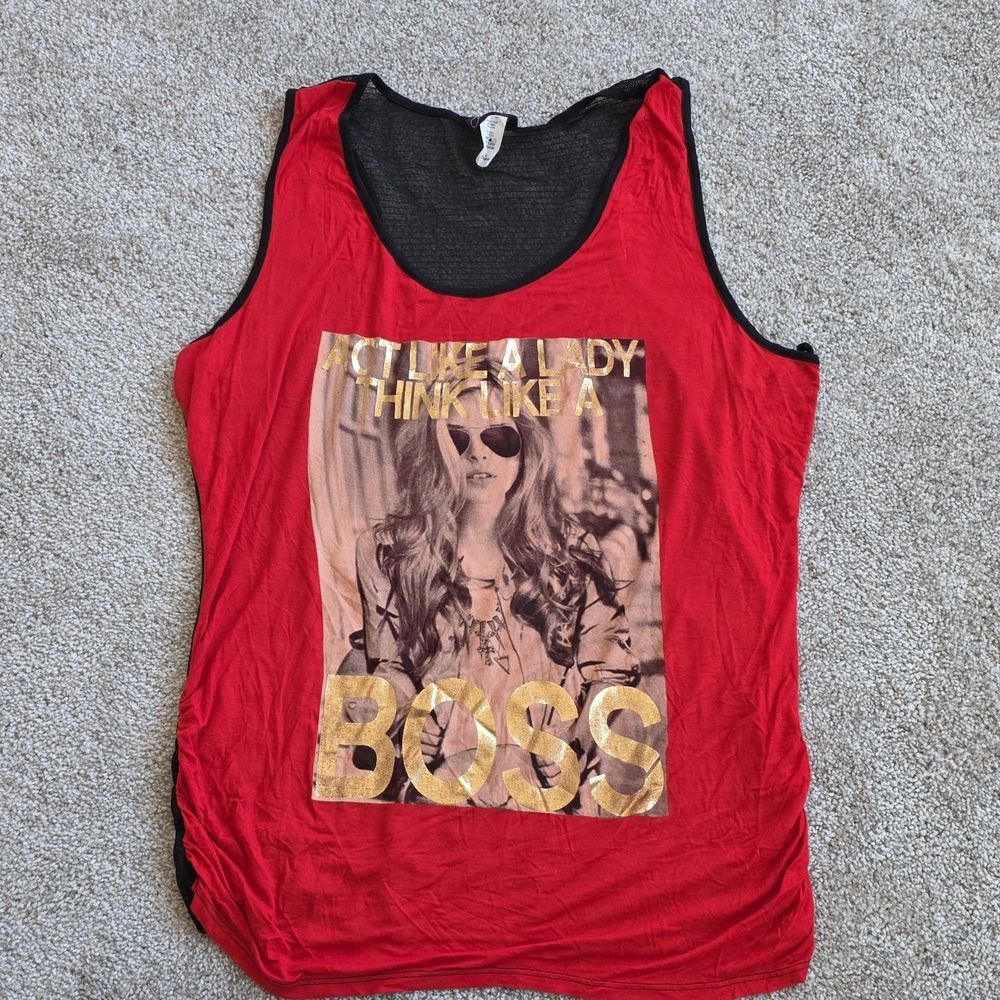 Caren Sport Red Boss Graphic Tank Top